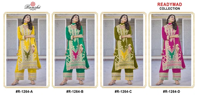 R 1264 Nx  A To D By Ramsha Chinon Pakistani Readymade Suits Suppliers In India